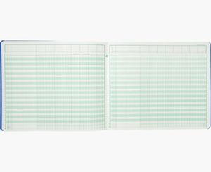 Exacompta registers, ft 27 x 32 cm, 8 kolommen op 1 bladzijde, 28 lijnen, 80 bladzijden