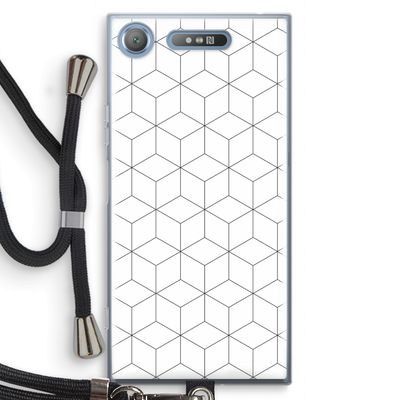 Zwart-witte kubussen: Sony Xperia XZ1 Transparant Hoesje met koord