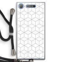 Zwart-witte kubussen: Sony Xperia XZ1 Transparant Hoesje met koord