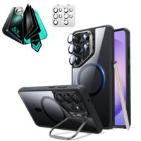 Galaxy S26 Ultra Bundle Classic Hybrid Magnetic Case (Stash Stand) and Armorite® Privacy Screen Protector - Clear Black