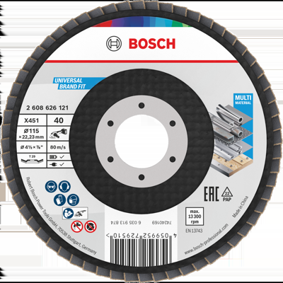 Bosch Accessoires X451 Lamellenschuurschijf | 125 x 22,23 mm | G40 | T27 | 15 stuks - 2608626179