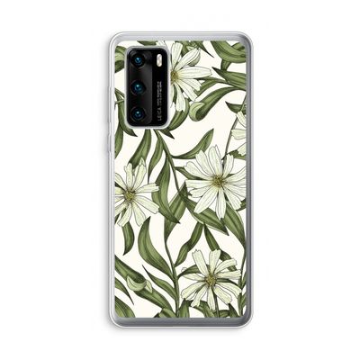Wit bloemenpatroon: Huawei P40 Transparant Hoesje