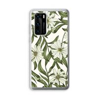 Wit bloemenpatroon: Huawei P40 Transparant Hoesje