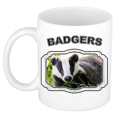 Dieren das beker - badgers/ dassen mok wit 300 ml