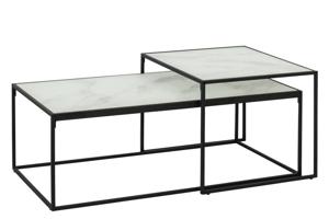 Salontafel Yde set Glas Wit 100cm - Giga Living