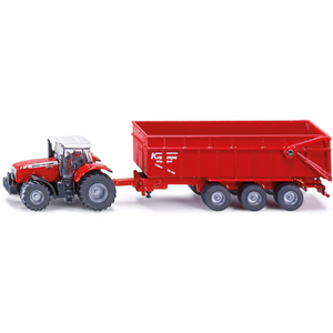 SIKU Massey Ferguson 8480 met 3-assige aanhanger