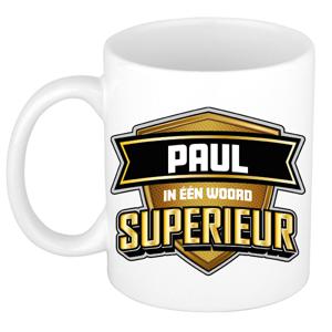 Naam mok Paul - wit - Superieur - keramiek - 300 ml - cadeau collega beker