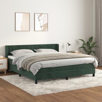 Boxspring met matras fluweel donkergroen 160x200 cm