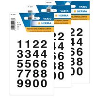 Stickervellen 160x plak cijfers/getallen 0-9 zwart/transparant 20x18 mm