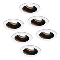 Set van 6 Laredo LED inbouwspots - GU10 5 Watt 400 lumen - 4000K neutraal wit - Dimbaar - verzonken - Rond - Kantelbaar - IP20 Voor binnen - Wit