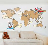 Sticker wereldkaart continenten engels - thumbnail