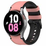 leer + siliconen bandje - Maat: small - Roze - Samsung Galaxy watch 7 / Galaxy Watch FE - 40mm & 44mm