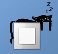 Muursticker stopcontact Zwarte kat Muursticker stopcontact Zwarte kat