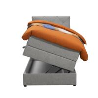 Leen Bakker - Boxspring Met Opbergruimte Liv Geruit - Licht - 90x200 Cm - Stof - Grijs