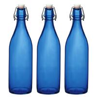 Bormioli rocco waterfles met beugeldop - 4x stuks - blauw transparant - 1000 ml - Giara home deco fl - thumbnail