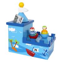 Small Foot - houten muziekdoos en spaarpot piraat