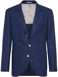 Brunello Cucinelli blazer boutonné à revers pointus - Bleu