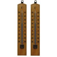 Lifetime Garden 2x stuks thermometer voor buiten hout 20 x 4 cm - thumbnail