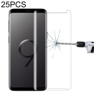 25 stuks voor Galaxy S9 9H oppervlakte hardheid 3D gebogen rand anti-kras niet-full screen HD gehard glas screen protector (transparant)