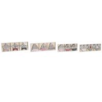 Ophangdecoratie DKD Home Decor Rood Roze Hout 23 x 1,5 x 9 cm (6 Onderdelen) (4 Stuks)