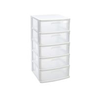 Ladeblok/bureau organizer met 5x lades wit/transparant L40 x B39 x H81 cm - thumbnail