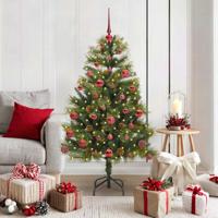 VidaXL Kunstmatige scharnier kerstboom met cones groen 150 cm