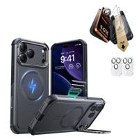 iPhone 17 Pro Bundle Cyber Tough Magnetic Case (Camera Control, Stash Stand) and Armorite Pro Screen Protector - Space Gray