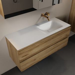 MONDIAZ AIVY 120cm badmeubel Chai, wastafel Talc solid surface rechts zonder kraangat met spiegelkast (AI-351641TALC-NO - AI-M120CHRE - AI-C120CHMI)