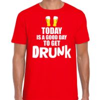 Rood fun t-shirt good day to get drunk voor heren - thumbnail