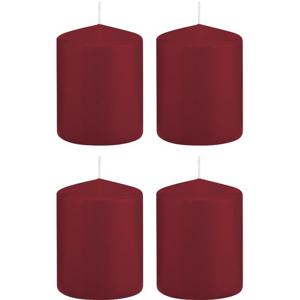 Cilinderkaars/stompkaars - 4x - bordeauxrood - 6 x 8 cm - 29 branduren