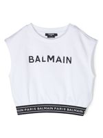 Balmain Kids haut en coton à logo imprimé - Blanc