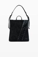 Kleine rugzak met leerlook en korsetdetails - BLACK - U