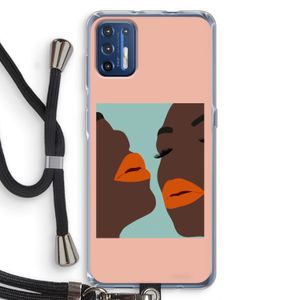 Orange lips: Motorola Moto G9 Plus Transparant Hoesje met koord