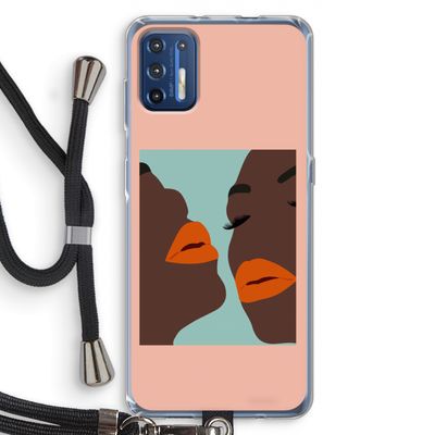 Orange lips: Motorola Moto G9 Plus Transparant Hoesje met koord