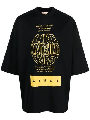 Marni t-shirt manches 3/4 à imprimé graphique - Noir