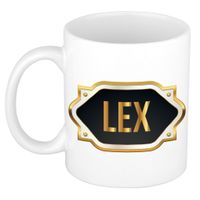 Naam cadeau mok / beker Lex met gouden embleem 300 ml