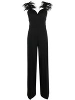 TWINSET feather-trim wide-leg jumpsuit - Noir - thumbnail