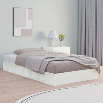 Bedframe massief hout wit 75x190 cm