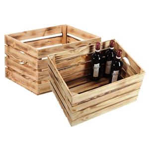 Fruitkisten opslagbox - 2x - old look - lichtbruin - hout - L46 x B36 x H28 cm