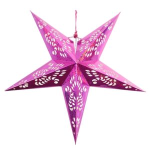 Decoratie kerstster lampion roze 60 cm