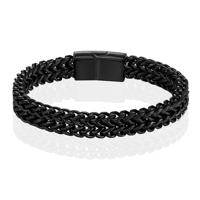LGT JWLS Heren Armband - Dubbele Curb Chain van Edelstaal, Zwart-21cm