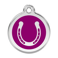 Horse Shoe Purple roestvrijstalen hondenpenning large/groot dia. 3,8 cm - RedDingo