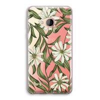 Wit bloemenpatroon: HTC U Play Transparant Hoesje