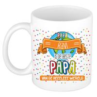 Naam mok papa Ravi - wit - de beste - keramiek - 300 ml - Vaderdag/verjaardag