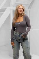 Unique The Label Nayla Bodysuit Dames Donkergrijs - Maat S - Kleur: Donkergrijs | Soccerfanshop