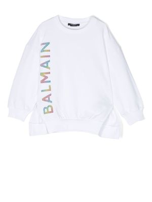 Balmain Kids sweat en coton à logo imprimé - Blanc