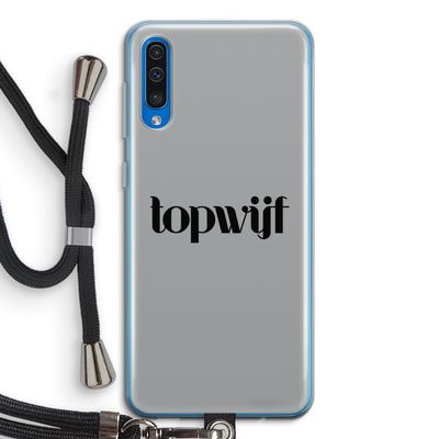 Topwijf Grijs Zwart: Samsung Galaxy A50 Transparant Hoesje met koord