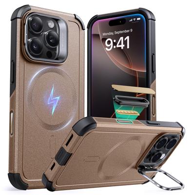 iPhone 16 Pro Max Cyber Tough Magnetic Case (Camera Control, Stash Stand) - Desert Titanium
