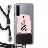 Zwart-wit cactus: OnePlus Nord Transparant Hoesje met koord