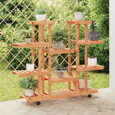 Plantenstandaard met wielen 110x25x115 cm massief vurenhout